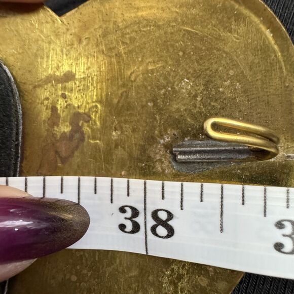 Anthropologie Z&L Europe Black Leather Gold Heart Concho Western Belt Hook Boho